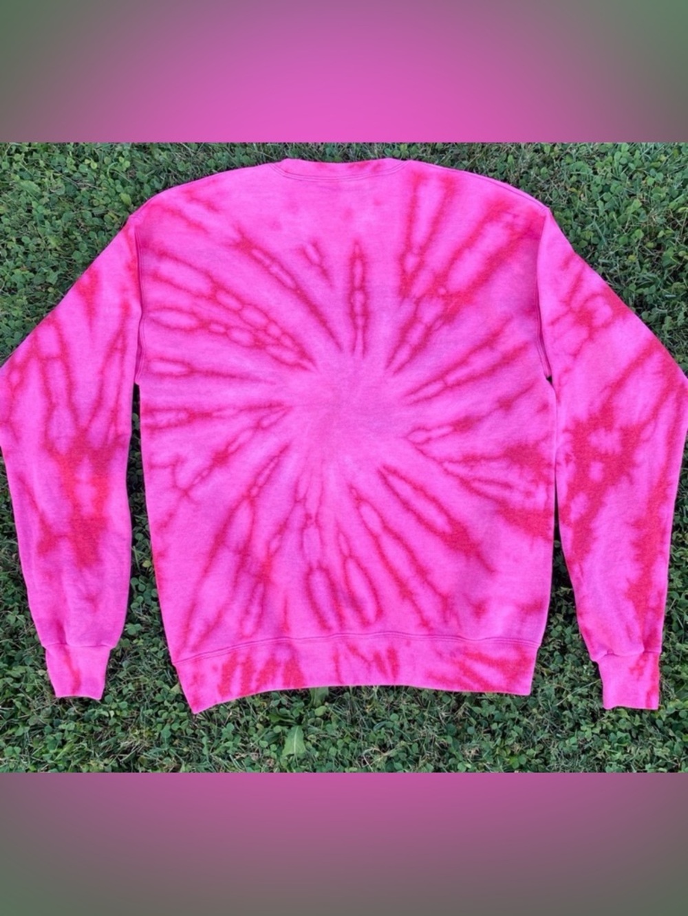 Acid Washed Hot Pink Tie-Dye Crewneck Sweatshirt  - Unisex Medium